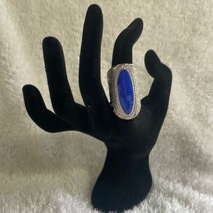 Blue and Silver Tone Cuff Ring (Costume)